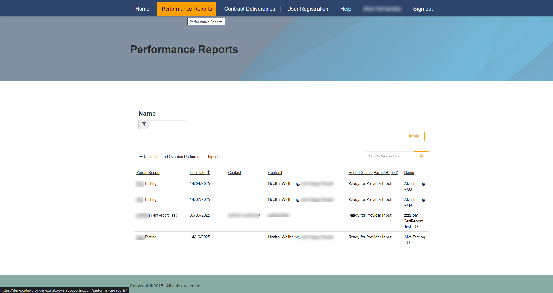 PerformanceReportsList
